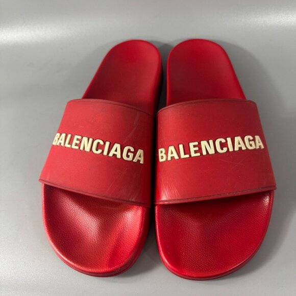 BALENCIAGA Men's Pool Slides in Red, Size US 12 - Picture 4 of 15